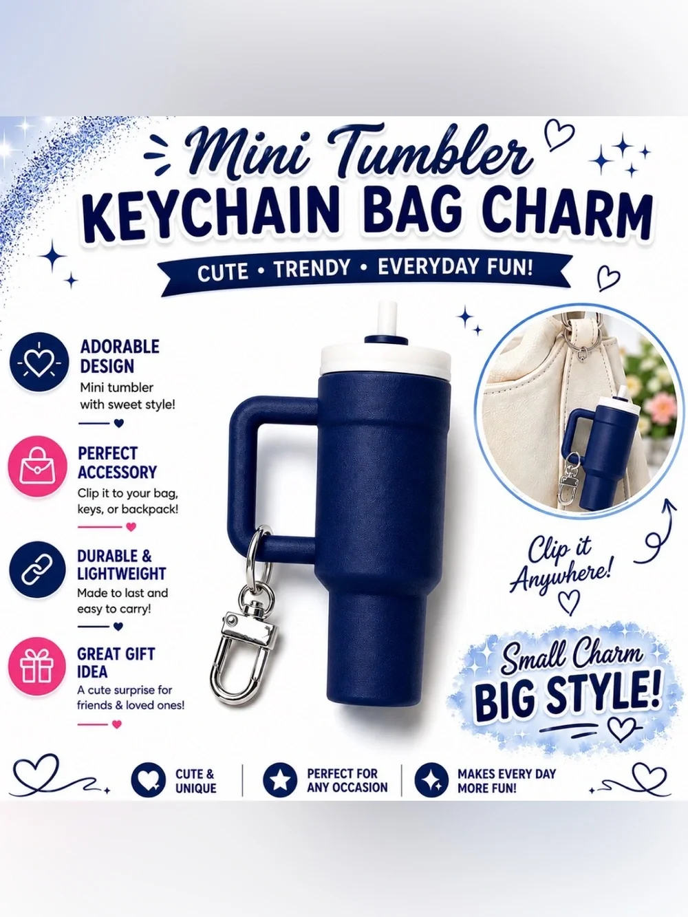 MINI TUMBLER KEYCHAIN BAG CHARM